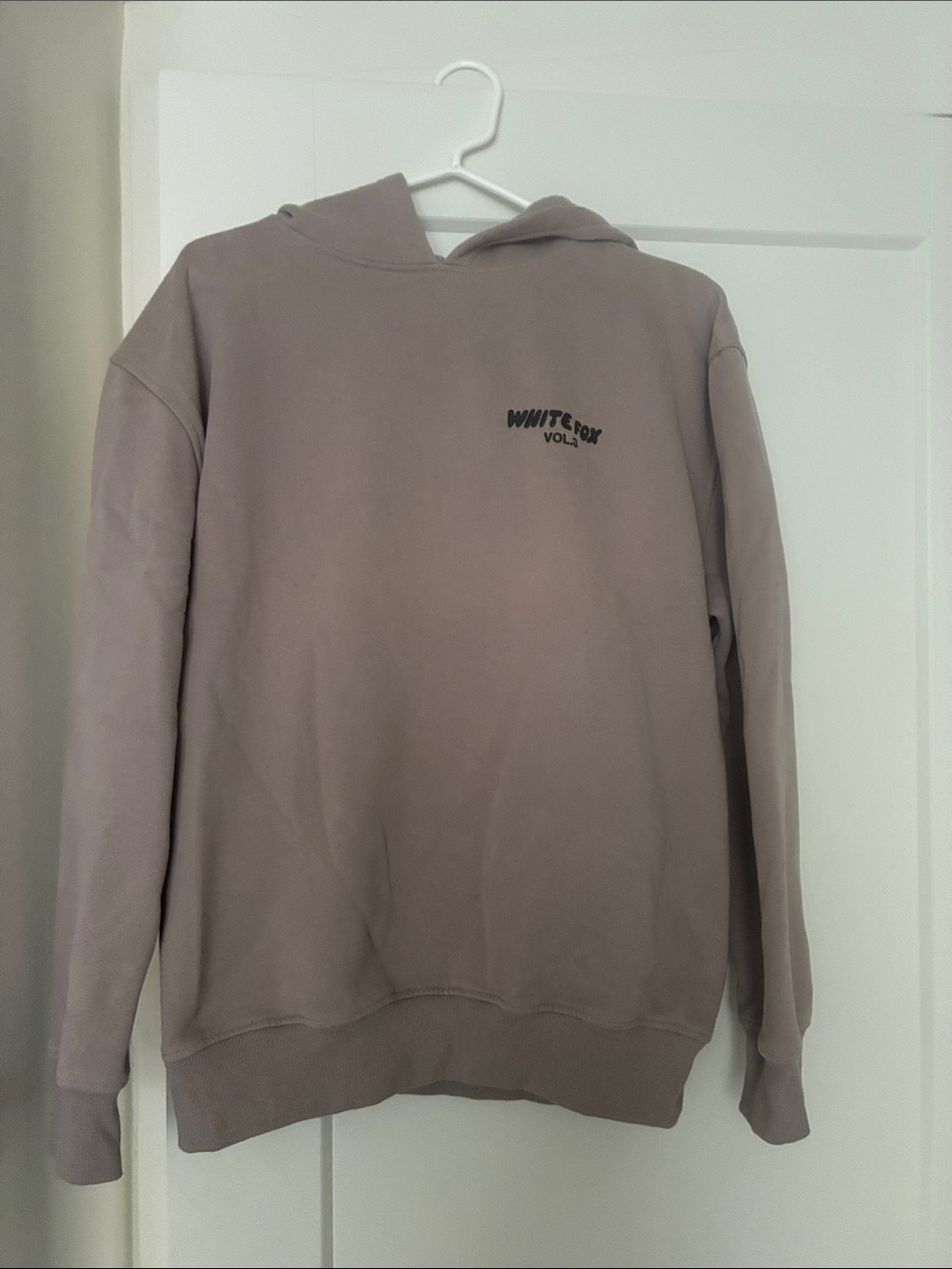 White Fox Taupe Logo Hoodie Size S/M